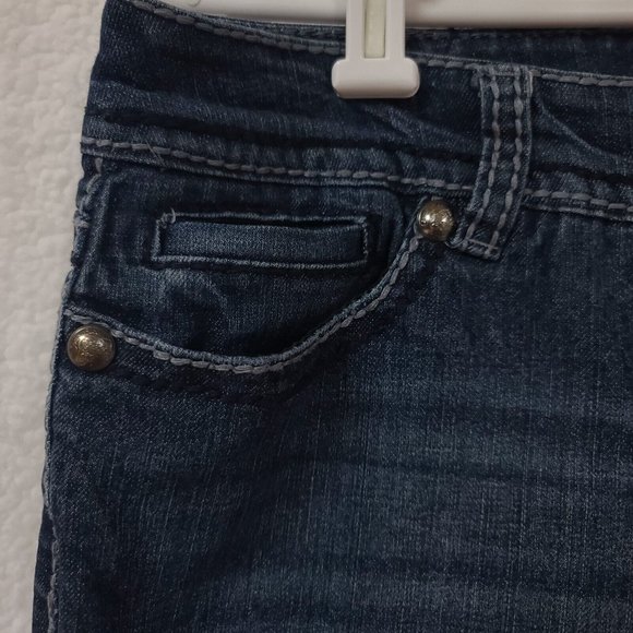 Code Bleu 32X32 Straight Embroidered Studded Flap Pockets Double Button Jeans - Picture 3 of 13